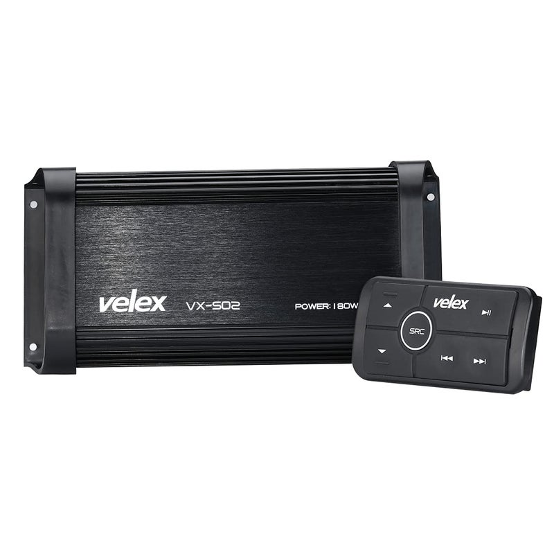 VELEX Water Resistant Bluetooth Marine 4 Channel Class A/B Amplifier Media Stereo on Boats UTV ATV Golf Carts and Cars - Image 1